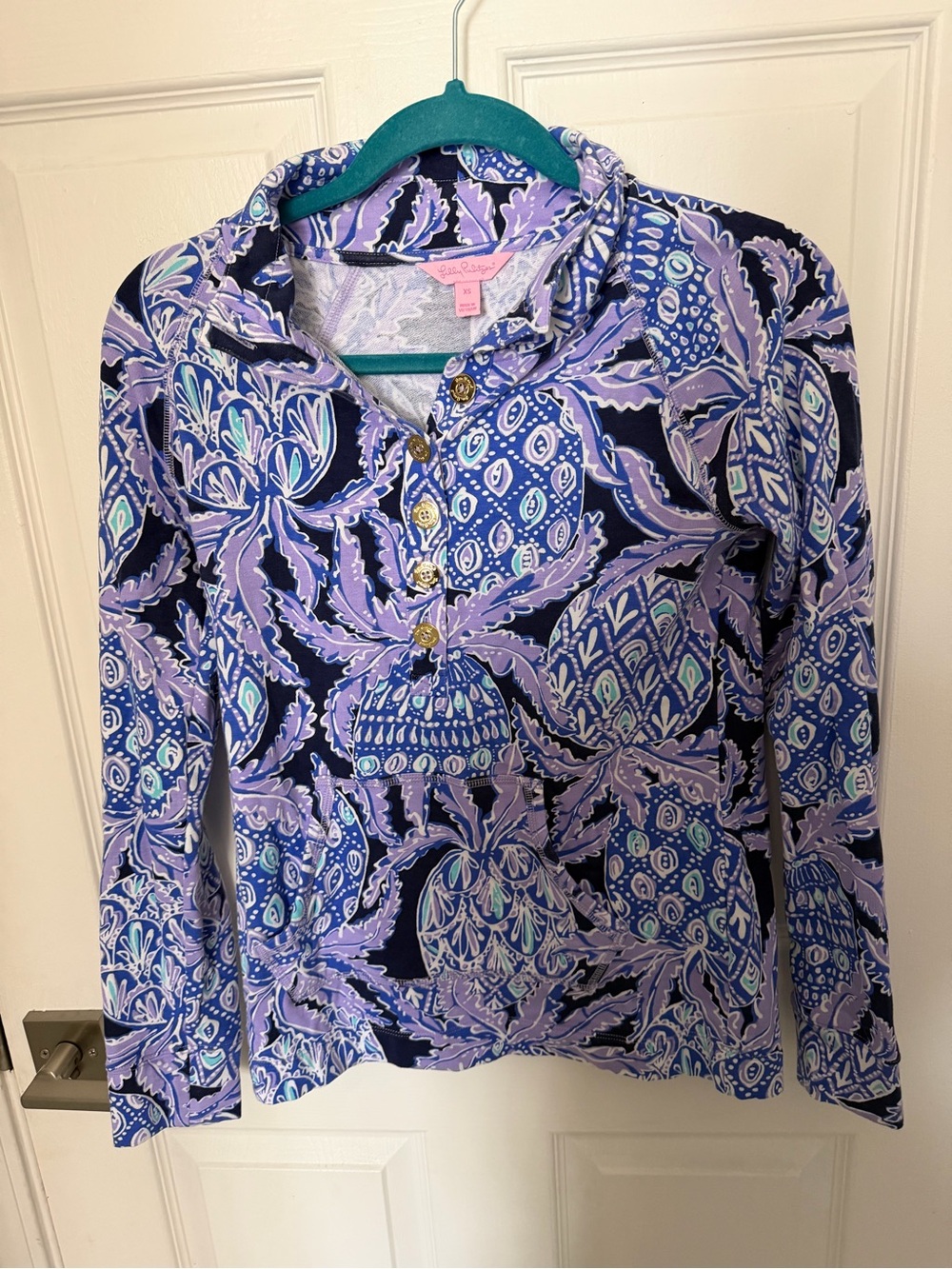 Lilly Pulitzer Lavender Blue Paisley Button-Up Top